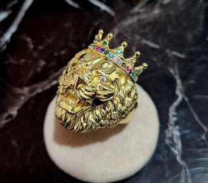 Anello Testa di Leone oro 18kt